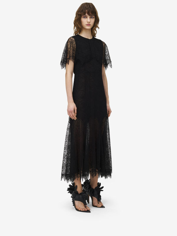 ALEXANDER MCQUEEN - Cobweb Lace Midi Dress - Item 831067QZAOZ1000